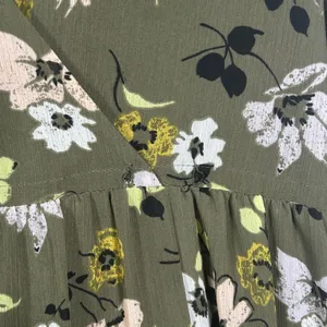 Madewell Women‎ Olive Green Floral Tiered V-Neck Midi Dress XXS Long Sleeve thumbnail 7
