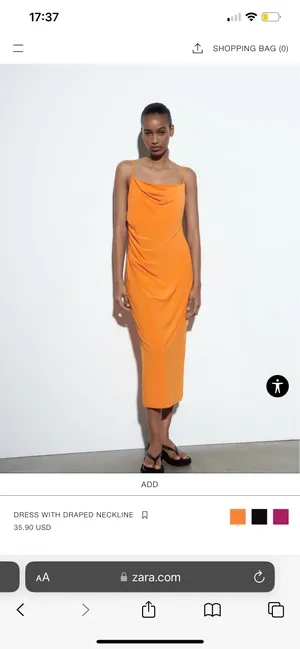 ZARA Midi Orange Dress thumbnail 5