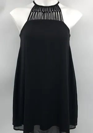 Lulu’s Tell Me black small swing halter dress thumbnail 1
