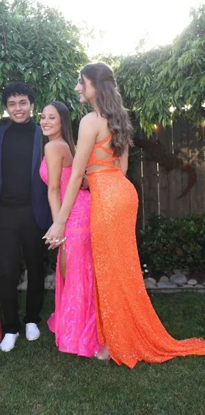 Orange Primavera Prom Dress Size 4 thumbnail 4