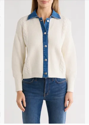 Cyrus Denim Trim Sweater thumbnail 1