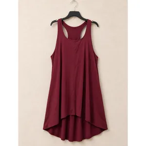 Free Fly Women Dress Medium Burgundy High-Low Racerback Bamboo Blend Pockets thumbnail 2
