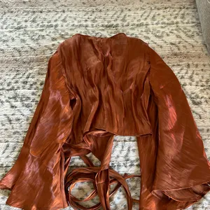 Hers & Mine Elegant Rust Wrap Blouse thumbnail 3
