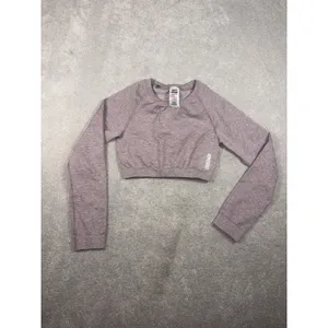 Gymshark Womens Adapt Marl Crop Top Size M Long Sleeve Seamless Workout Gym Flaw thumbnail 2