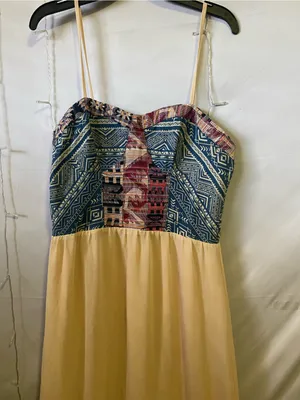 Bohemian Strapless Maxi Dress in Navy & Cream thumbnail 3