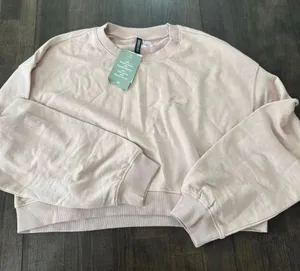 H&M Pink Cropped Sweatshirt Smile thumbnail 1