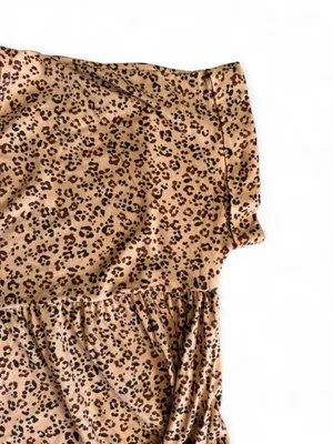 🐆 Charlotte Avery Leopard Mini Dress Brown Size M thumbnail 4