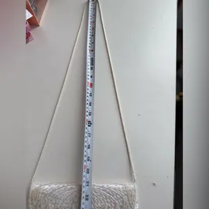 Vintage White Beaded Satin Clutch Purse | Pearl Evening Bag Bridal Prom 90s Y2K thumbnail 9
