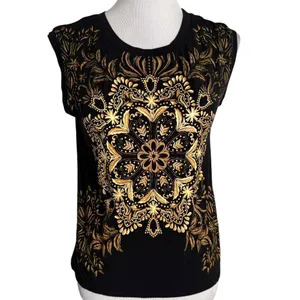 Disney Beauty and The Beast Tee Women Size S Black Gold Sleeveless Shirt NEW‎ thumbnail 2