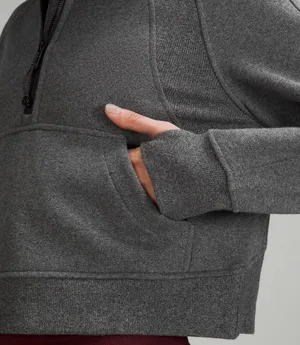 Lululemon scuba oversized half zipper hood sweater NWT. Color in heathered speckled black in original package. Size M/L item coming with one free shopping bag thumbnail 5