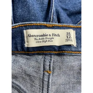 Abercrombie & Fitch The Ankle Straight Ultra High Rise Blue Denim Jeans Size 12 thumbnail 5