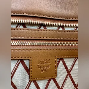 MCM Arena Top Zip Shopper Visettos Cognac thumbnail 8