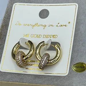 NWT 14K GP “Do everything in Love” CZ ring hoop earrings thumbnail 4