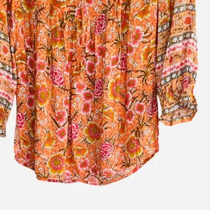 Umgee tangerine orange mix print floral top size M thumbnail 6