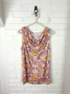 Nicole Miller NY Floral Linen Sleeveless Top Size M thumbnail 2