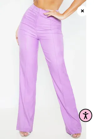 Pretty Little Thing s Purple High Waisted Straight Leg Trousers thumbnail 4