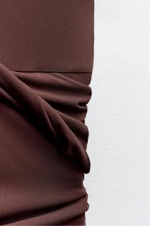 Zara dress fitted bodycon Brown Cutout Midi Party Wedding Coctail thumbnail 12