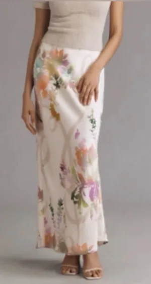 Nwt Anthropologie The Tilda Maxi Slip Skirt Pearl/Nacr Sz Medium thumbnail 1