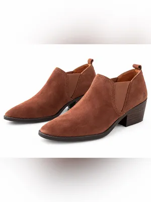 Lucky Brand Suede Western Chelsea Ankle Booties Brown Rust Size 7.5 thumbnail 2