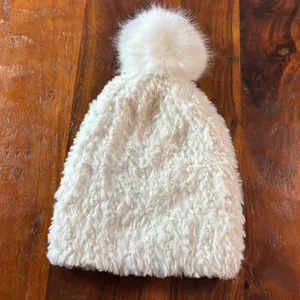 CC‎ Beanie Womens Cream Faux Fur Sherpa Pom Pom Beanie Hat Off White Winter thumbnail 7