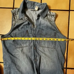 Y2K Mudd Studded Denim Shirt M Cowgirl Equestrian Festival Nostaligia Kidcore thumbnail 6