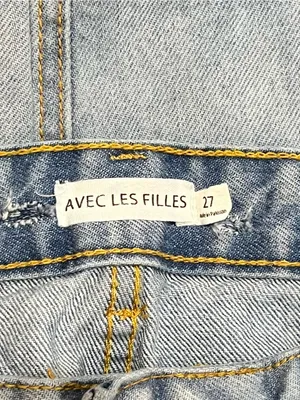 Avec Les Filles Light Wash High Waist Straight Leg Button Fly Jeans Size 27 thumbnail 9