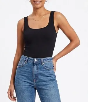 Naked Wardrobe Womens Black Scoop Neck Sleeveless Thong Bodysuit M thumbnail 1