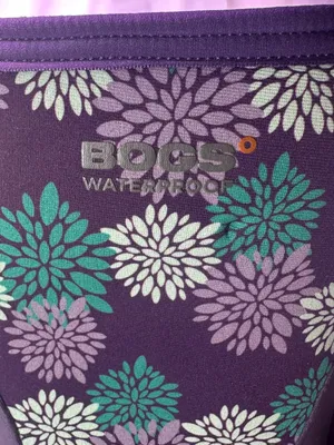 Bogs Purple Floral Waterproof Rain Boots with Teal Accents thumbnail 5