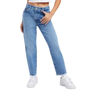 Good American Good Girlfriend Jeans 27 Cropped Raw Hem Medium Wash thumbnail 3
