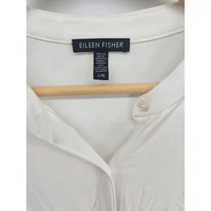 Eileen Fisher Cardigan Womens L Viscose Spandex Off White Button Front EUC thumbnail 2