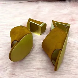Halston Vegan suede dress sandal gold detail cognac color thumbnail 8