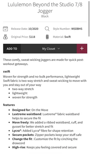 Lululemon Beyond the Studio 7/8 Jogger Black 8 thumbnail 12