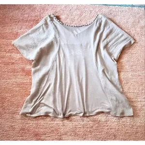 Nine West 996 Beaded Beige Boho Top Tunic Size L thumbnail 9