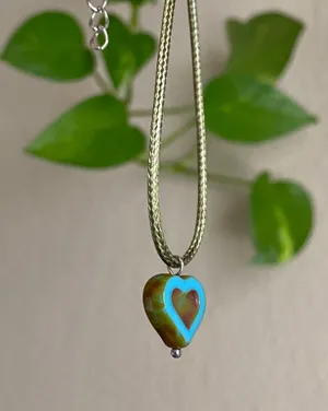 Handmade unique quality Czech glass heart bead fairy boho vintage retro style necklace🌿✨ thumbnail 3