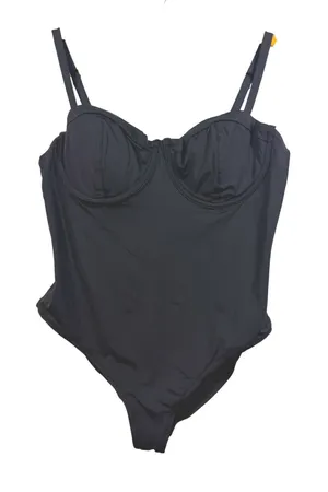 AQUA Swim Underwire One Piece Swimsuit Black Sweetheart Neck AOSS26842 XL thumbnail 1