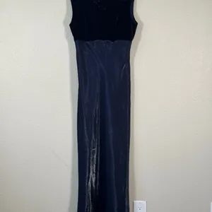 Vintage 90s Blue Velvet Satin Maxi Dress Womens 14 Prom Formal Phoebe Buffet thumbnail 14