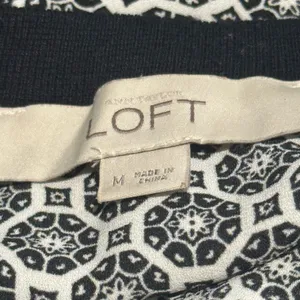 LOFT Black White Mixed Print Long Sleeve Tunic Top Women’s Medium thumbnail 4