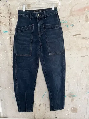 Veronica Beard Charlie Barrel Leg High Rise Jean in Dark Ink thumbnail 2