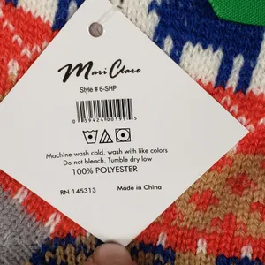 NWT Mari Clare Sherpa Lined Knit Winter Reindeer Design No-Slip Slipper Socks thumbnail 6