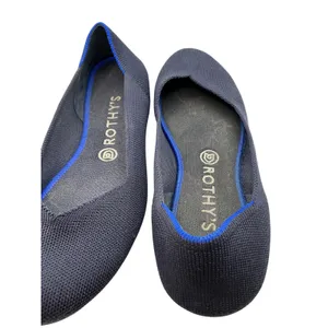 Rothy's The Ballet Flat Navy Indigo Blue‎ Trim Almond Toe Knit Shoes Womens 9 thumbnail 4