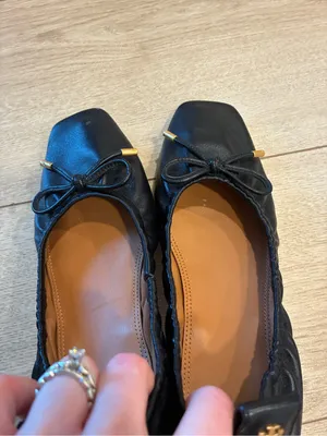 Tory Burch Women’s Square Toe Bow Leather Ballet Flat Black Size 9 thumbnail 7