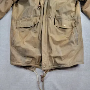 Vintage Imagination Women's Jacket M Brown Leather Hooded Oversized Fishtail thumbnail 11