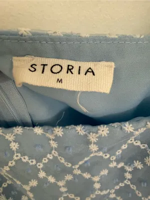 Storia Light Blue Puff-Sleeve Square Neck Women's Top thumbnail 3