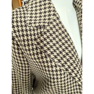 DAZY Women's Houndstooth Blazer Jacket Beige Brown Check Size S Small Preppy thumbnail 4