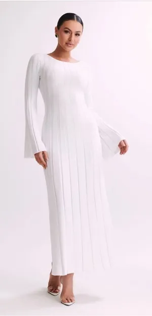 New Meshki Mabel Long Sleeve Knit Maxi Dress white size small thumbnail 1