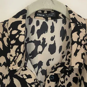 Abstract Print (NOT Animal Print) Short Sleeve Button Down Tie Dress thumbnail 8