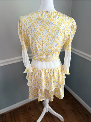 For Love & Lemons Daffodil Robe M NWT Yellow Floral Satin Lace Robe Cottagecore thumbnail 4