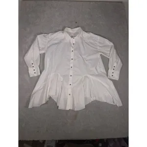 We The Free People Button Front Tunic Womens Freya Poplin Oversized M Ivory‎ thumbnail 3