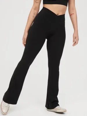 Aerie Offline Black High Rise Real Me Flare‎ Pants thumbnail 1
