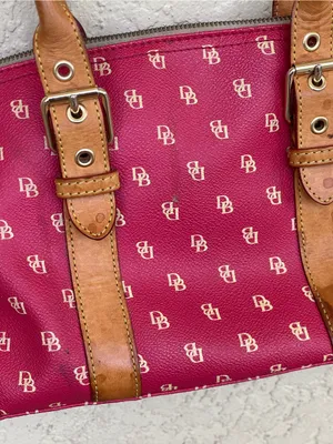 Dooney & Bourke Pink Signature Shoulder Bag with Brown Trim thumbnail 2